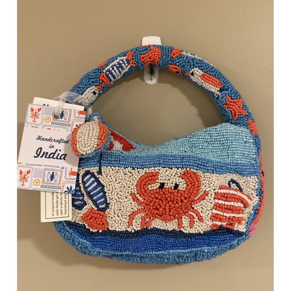 New Release Handcrafted in India Crab Beach Lobster Beaded Bag Viral TikTok